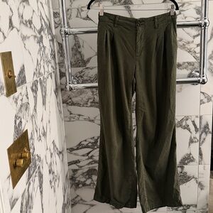 AE Stretch Linen-Blend High-Waisted Wide-Leg Trousers